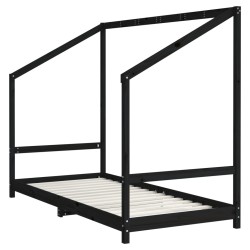 Cadre de lit pour enfants noir 2x(90x190) cm bois de pin massif 