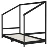 Cadre de lit pour enfants noir 2x(90x190) cm bois de pin massif 