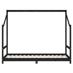 Cadre de lit pour enfants noir 2x(90x190) cm bois de pin massif 
