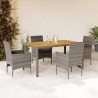 Ensemble à manger de jardin et coussins 5 pcs gris rotin acacia 