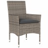 Ensemble à manger de jardin et coussins 5 pcs gris rotin acacia 
