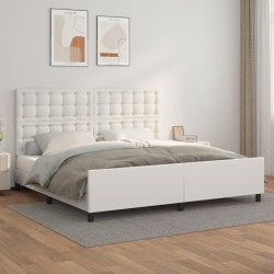 Cadre de lit sans matelas blanc 200x200 cm similicuir 