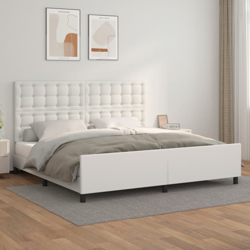 Cadre de lit sans matelas blanc 200x200 cm similicuir 