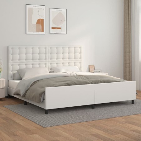 Cadre de lit sans matelas blanc 200x200 cm similicuir 