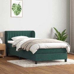 Sommier à lattes de lit et matelas vert foncé 90x220 cm velours 