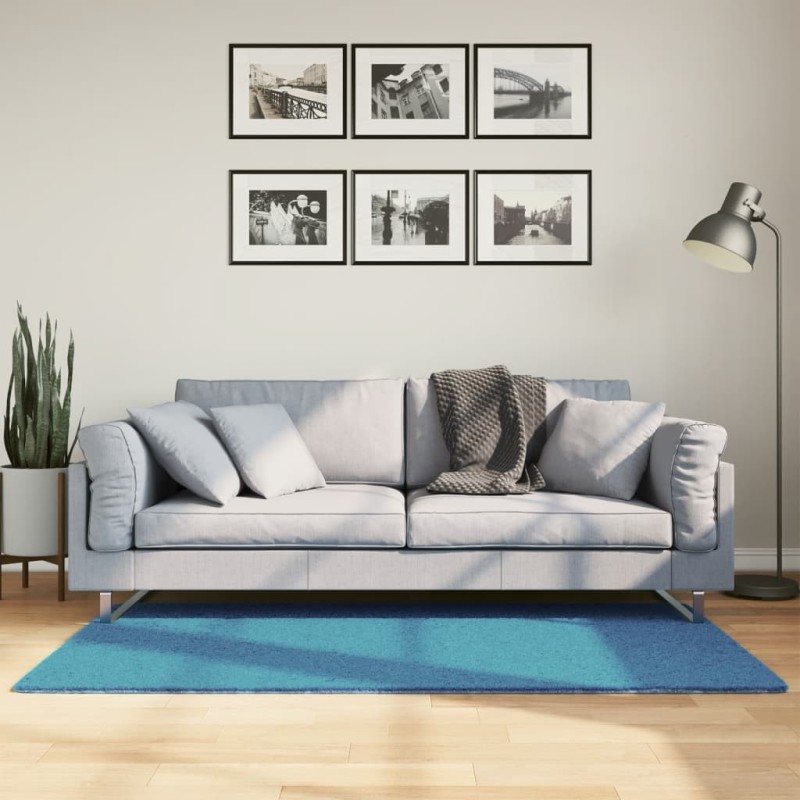 Tapis OVIEDO à poils courts turquoise 80x150 cm 