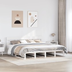 Cadre de lit sans matelas blanc 200x200 cm bois massif de pin 