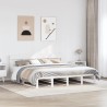 Cadre de lit sans matelas blanc 200x200 cm bois massif de pin 