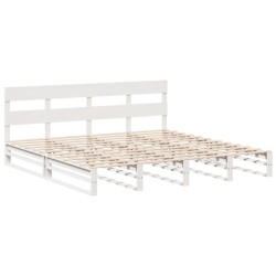 Cadre de lit sans matelas blanc 200x200 cm bois massif de pin 