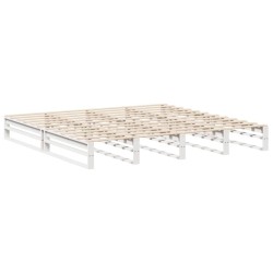 Cadre de lit sans matelas blanc 200x200 cm bois massif de pin 
