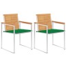 Chaises de jardin avec coussins lot de 2 Teck solide et acier 