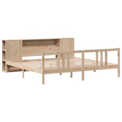 Lit bibliothèque sans matelas 200x200 cm bois massif de pin 