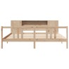 Lit bibliothèque sans matelas 200x200 cm bois massif de pin 