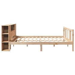 Lit bibliothèque sans matelas 200x200 cm bois massif de pin 