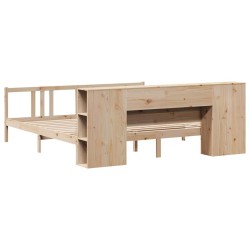 Lit bibliothèque sans matelas 200x200 cm bois massif de pin 