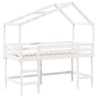 Lit superposé avec échelle et toit sans matelas blanc 90x200 cm 