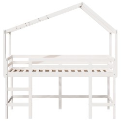 Lit superposé avec échelle et toit sans matelas blanc 90x200 cm 