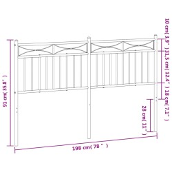 Tête de lit métal noir 193 cm 