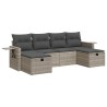Salon de jardin 6 pcs avec coussins gris clair résine tressée 