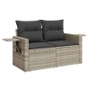Salon de jardin 6 pcs avec coussins gris clair résine tressée 