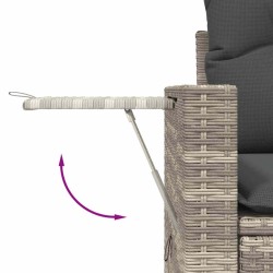 Salon de jardin 6 pcs avec coussins gris clair résine tressée 