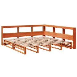 Lit bibliothèque sans matelas cire marron 180x200 cm pin massif 