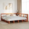 Lit bibliothèque sans matelas cire marron 180x200 cm pin massif 