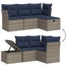 Salon de jardin 4 pcs avec coussins gris résine tressée 
