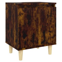 Table de chevet avec pieds en bois Chêne fumé 40x30x50 cm 