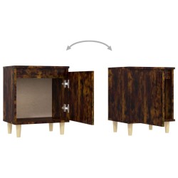 Table de chevet avec pieds en bois Chêne fumé 40x30x50 cm 