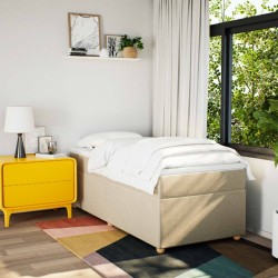 Sommier à lattes de lit avec matelas Crème 90x200 cm Tissu 