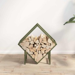 Portant de bois chauffage vert olive 50x25x50 cm 