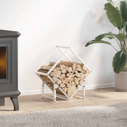 Portant de bois chauffage blanc 50x25x50 cm 