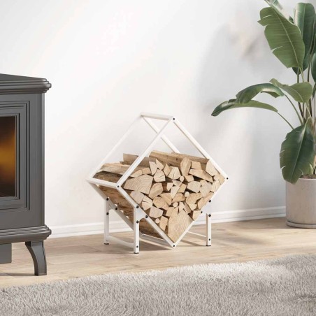 Portant de bois chauffage blanc 50x25x50 cm 