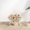 Portant de bois chauffage blanc 50x25x50 cm 