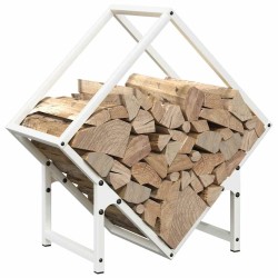 Portant de bois chauffage blanc 50x25x50 cm 