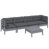 Salon de jardin 5 pcs avec coussins bois de pin massif 