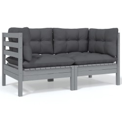 Salon de jardin 5 pcs avec coussins bois de pin massif 
