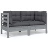 Salon de jardin 5 pcs avec coussins bois de pin massif 