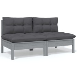 Salon de jardin 5 pcs avec coussins bois de pin massif 
