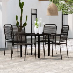 Ensemble à manger de jardin 5 pcs Noir 