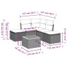 Salon de jardin 6 pcs avec coussins gris résine tressée 