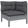 Salon de jardin 5 pcs avec coussins Gris Bois de pin 