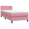 Sommier à lattes de lit avec matelas rose 80x220 cm velours 