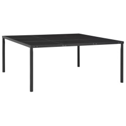 Table de jardin Noir 170x170x74,5 cm Acier et verre 