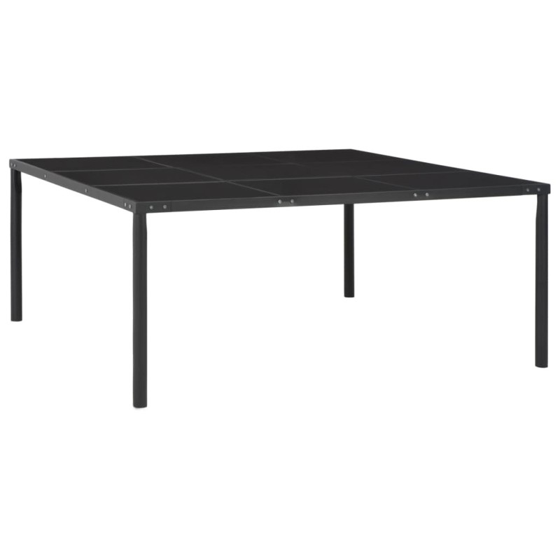 Table de jardin Noir 170x170x74,5 cm Acier et verre Table de jardin Noir 170x170x74,5 cm Acier et verre