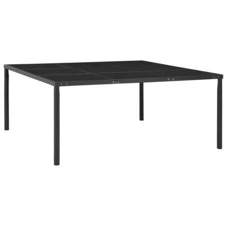 Table de jardin Noir 170x170x74,5 cm Acier et verre 