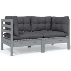 Salon de jardin 5 pcs avec coussins bois de pin massif 