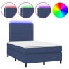 Sommier à lattes de lit matelas et LED bleu 120x190 cm tissu 