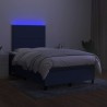 Sommier à lattes de lit matelas et LED bleu 120x190 cm tissu 